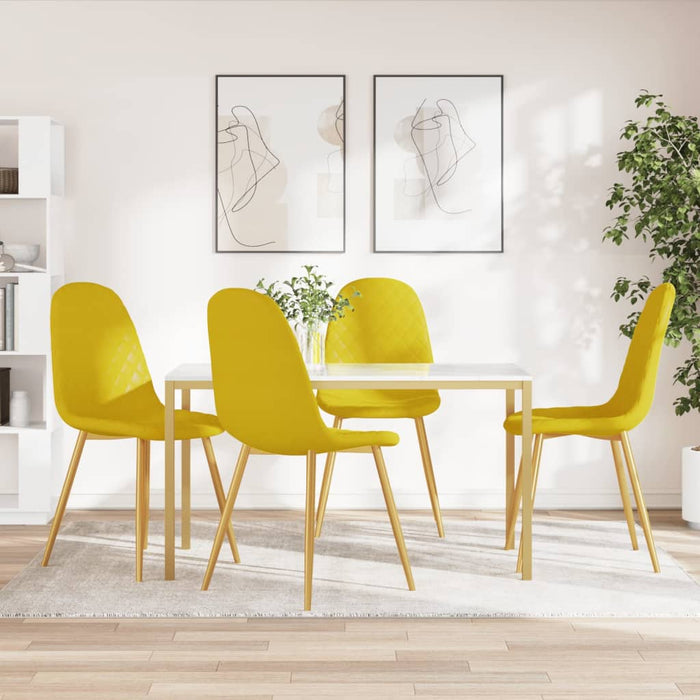 Sedie da Pranzo 4 pz Giallo Senape in Velluto 325686