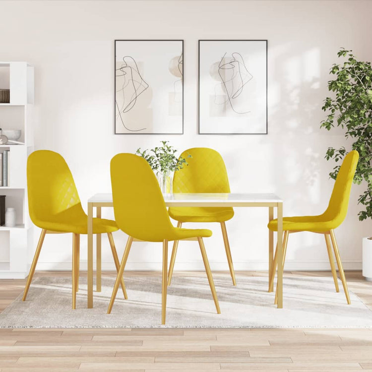 Sedie da Pranzo 4 pz Giallo Senape in Velluto 325686