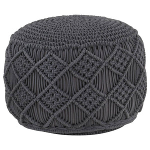 Pouf Lavorato a Mano Macramé Antracite 45x30 cm in Cotone 324004