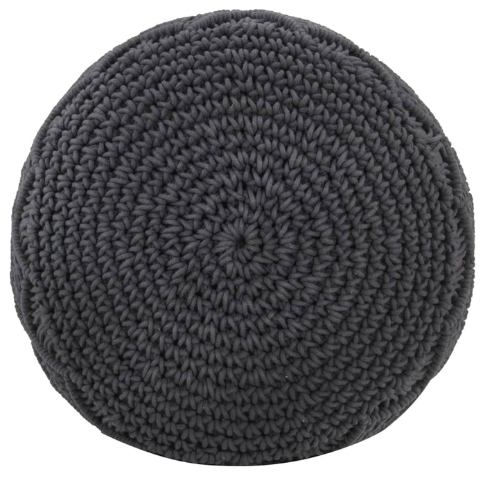 Pouf Lavorato a Mano Macramé Antracite 45x30 cm in Cotone 324004