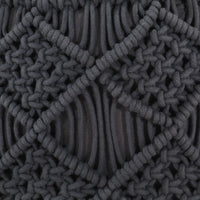 Pouf Lavorato a Mano Macramé Antracite 45x30 cm in Cotone 324004