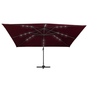 Ombrellone a Sbalzo con LED Rosso Bordò 400x300 cm 312318