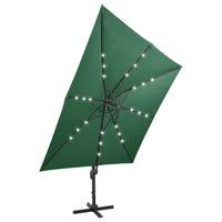 Ombrellone a Sbalzo con Palo e Luci a LED Verde 300 cm da giardino cod mxl 29575