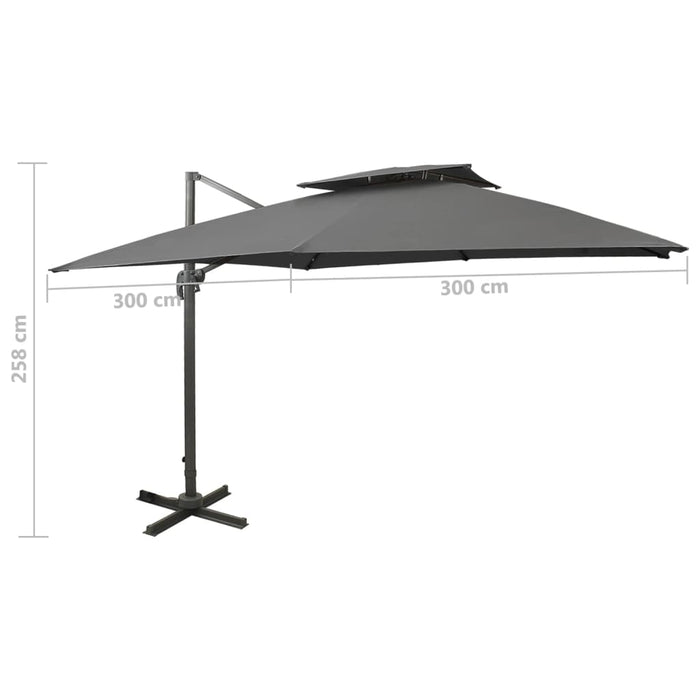 Ombrellone a Sbalzo con Doppia Copertura 300x300 cm Antracite 312372