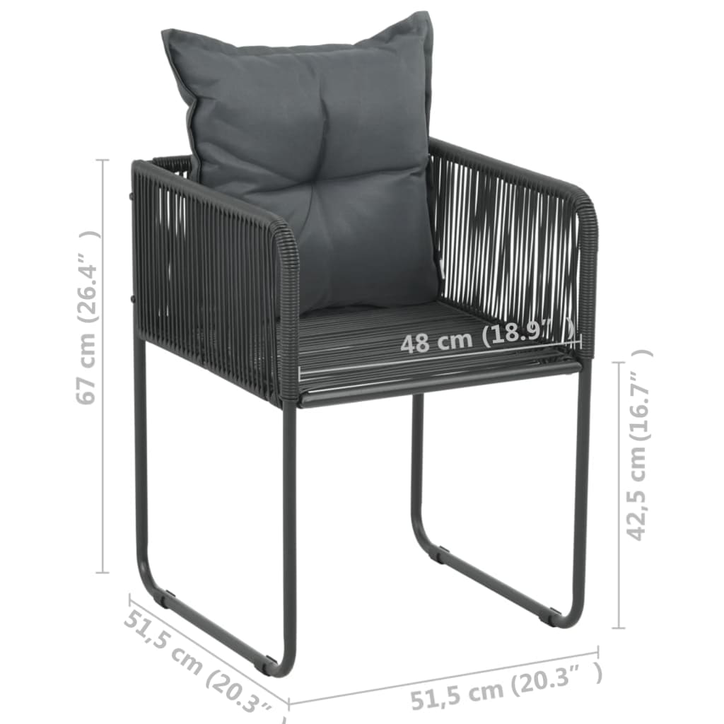 Sedie da Esterni 4 pz con Cuscini in Polyrattan Nere 313107