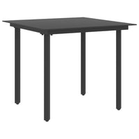 Tavolo da Giardino Nero 80x80x74 cm in Acciaio e Vetro  cod mxl 34342