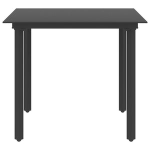 Tavolo da Giardino Nero 80x80x74 cm in Acciaio e Vetro  cod mxl 34342