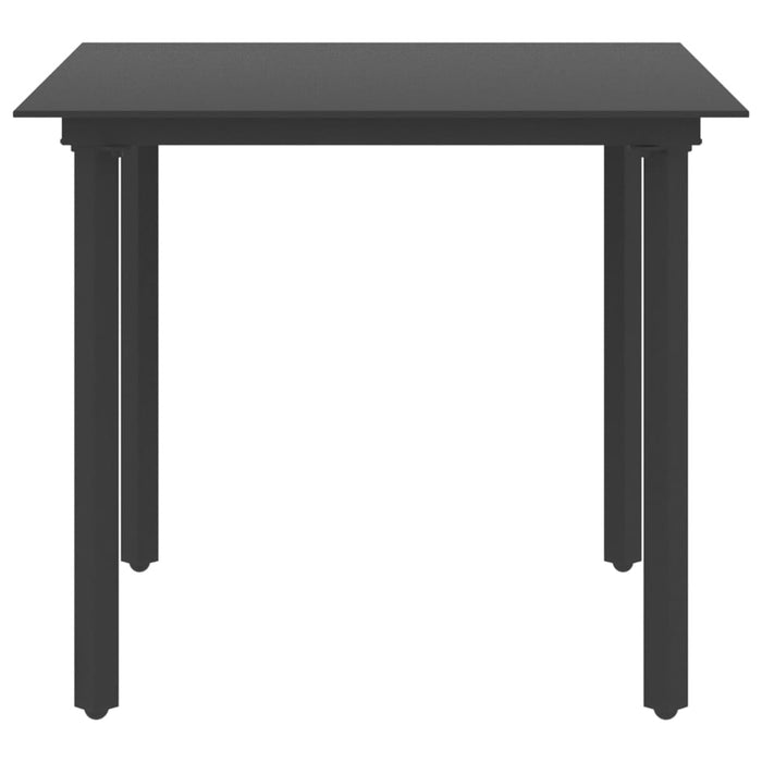 Tavolo da Giardino Nero 80x80x74 cm in Acciaio e Vetro  cod mxl 34342