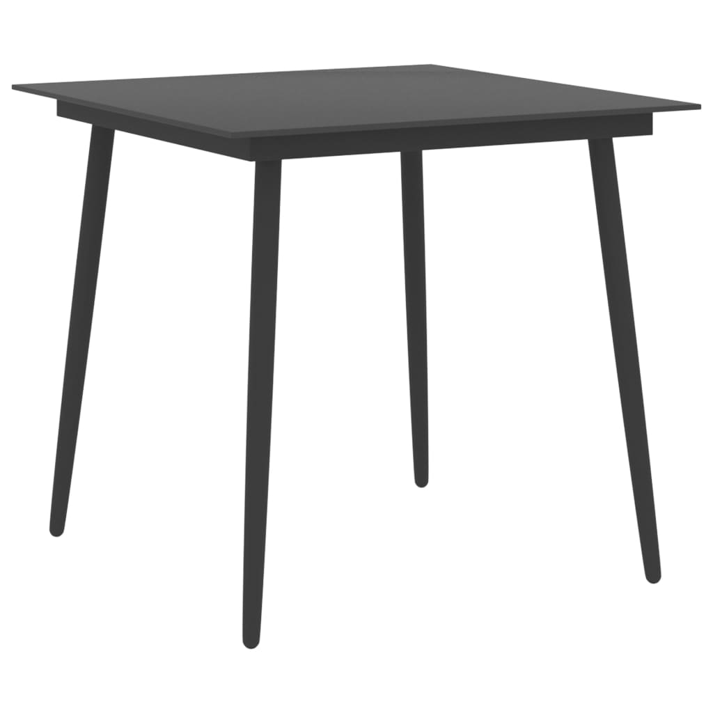 Tavolo da Giardino Nero 80x80x74 cm in Acciaio e Vetro  cod mxl 34518