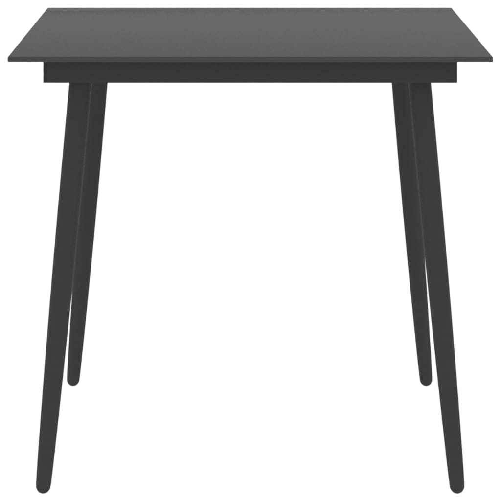 Tavolo da Giardino Nero 80x80x74 cm in Acciaio e Vetro  cod mxl 34518