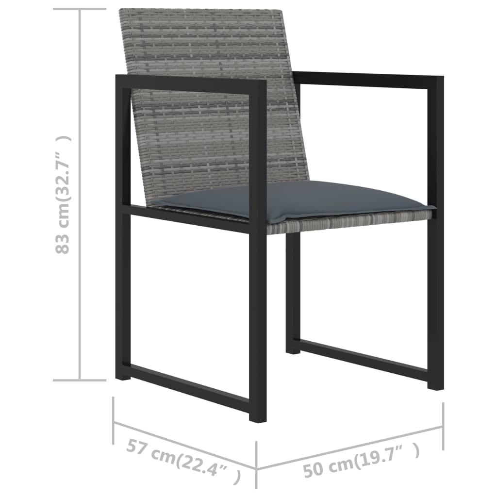 Set da Pranzo da Giardino 5 pz con Cuscini in Polyrattan Grigio cod mxl 37774