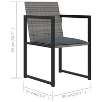 Set da Pranzo per Esterni 7 pz con Cuscini in Polyrattan Grigio cod mxl 37766