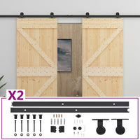 Porta Scorrevole con Set Hardware 80x210 cm in Legno di Pino 3057584