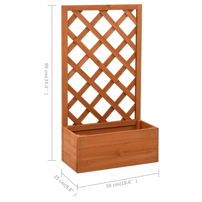 Fioriera con Traliccio Arancione 50x25x90 cm Massello di Abete 314830