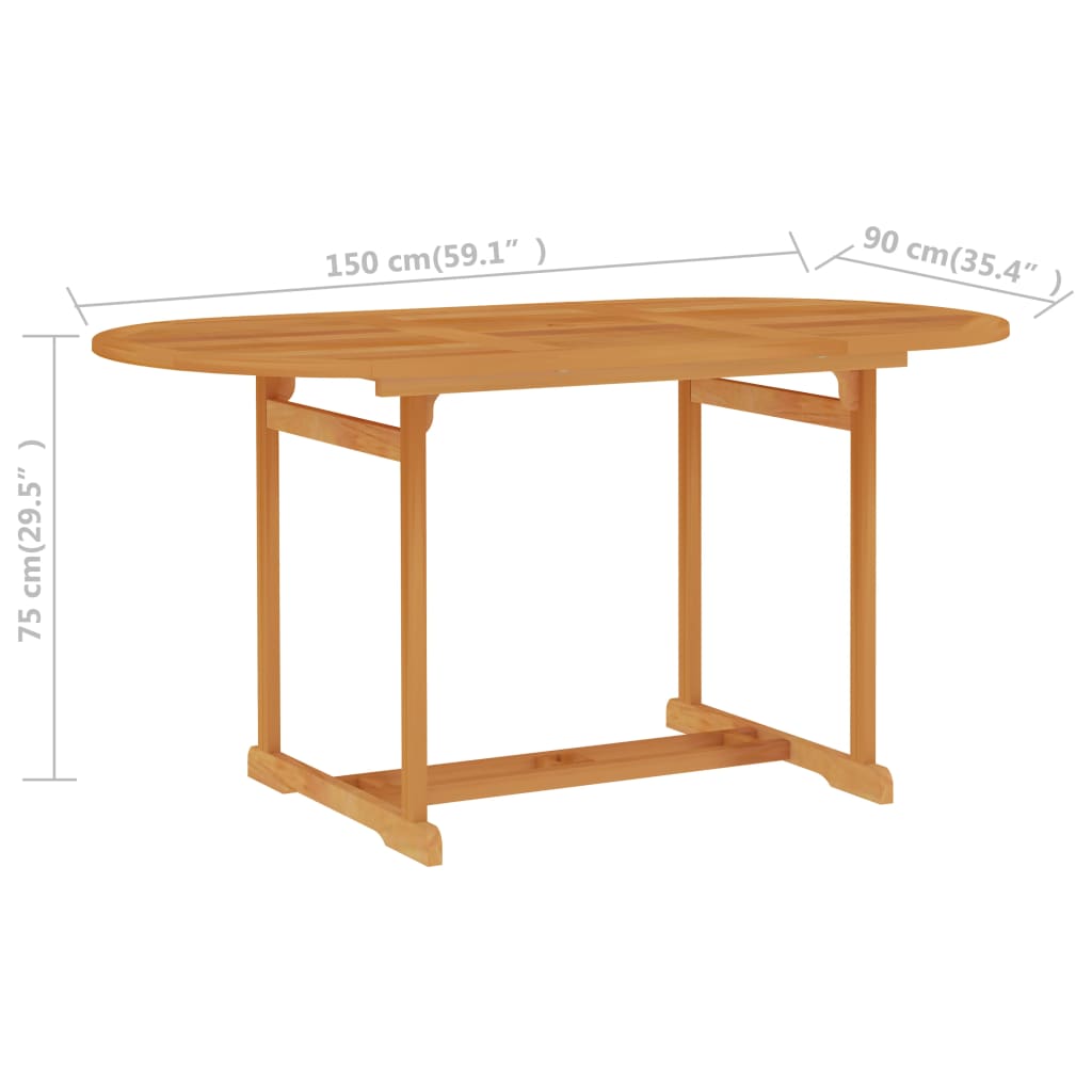 Tavolo da Giardino 150x90x75 cm in Legno Massello di Teak 315102