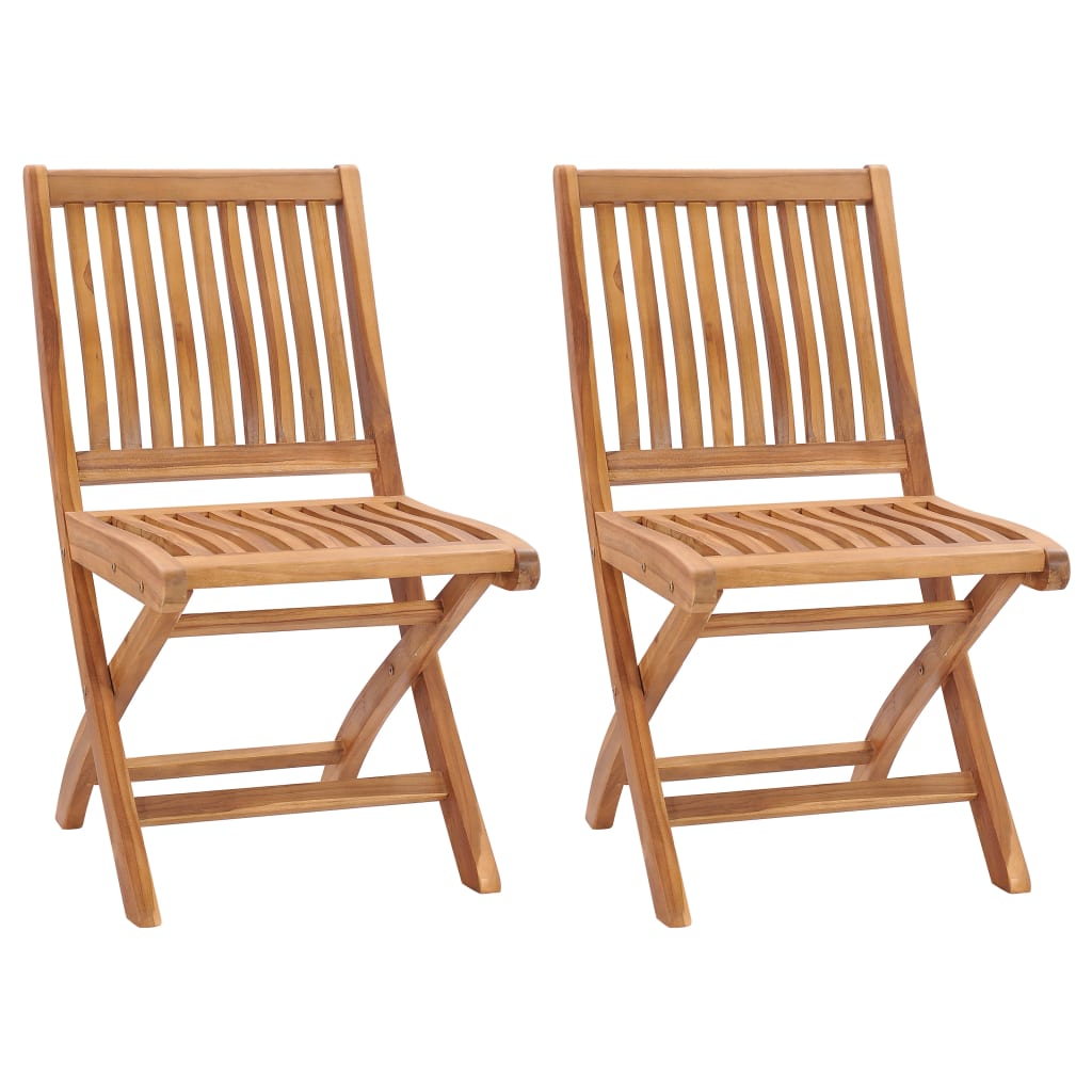 Sedie da Giardino Pieghevoli 2 pz in Legno Massello di Teak cod mxl 60440