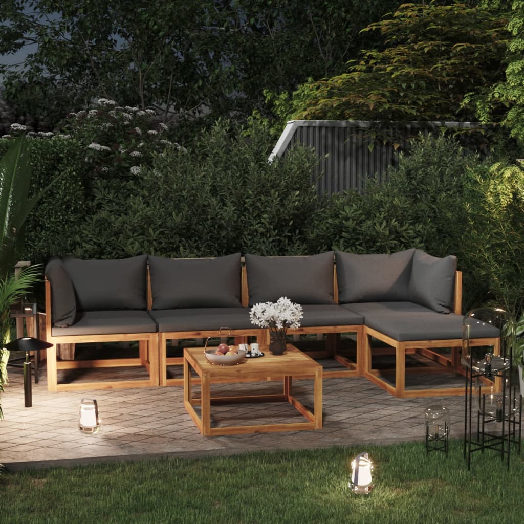 Set Divani da Giardino 6 pz con Cuscini in Massello di Acacia cod mxl 42068