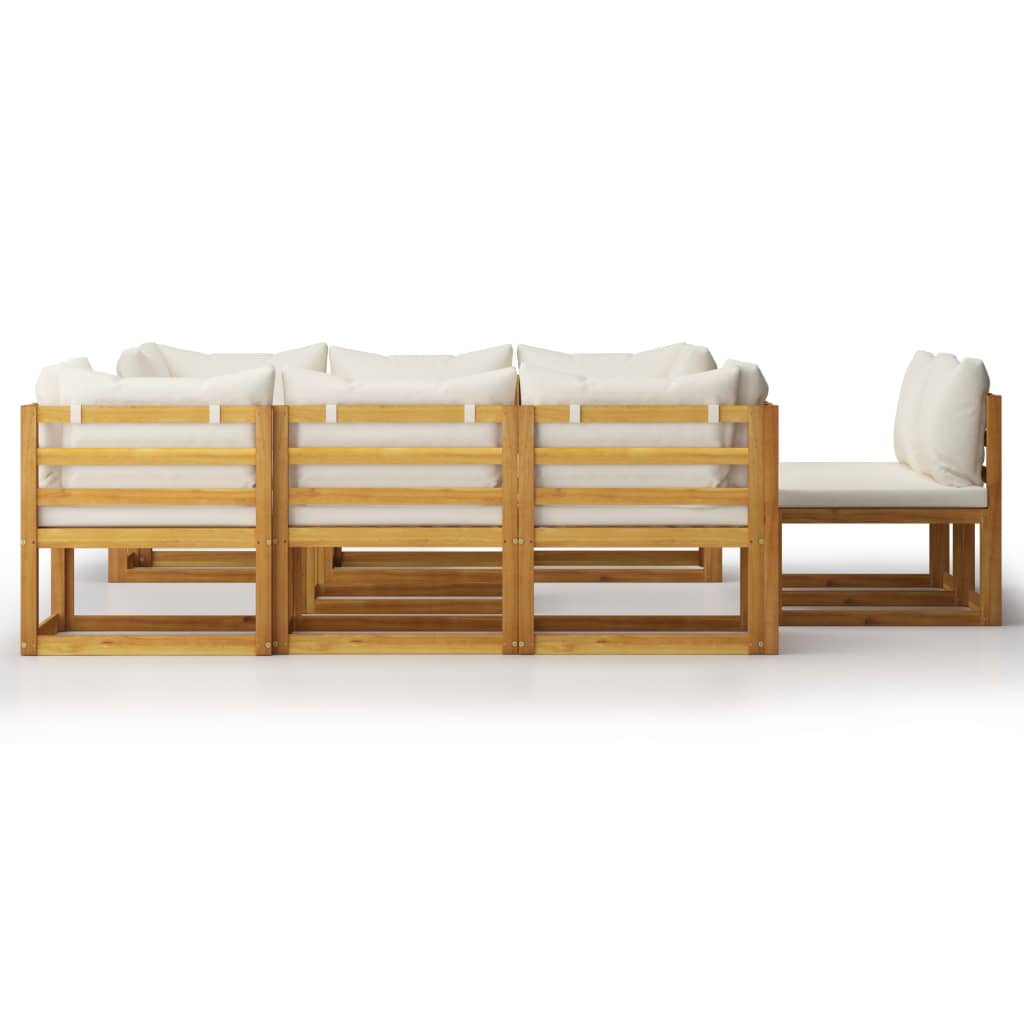 Set Divani da Giardino 9 pz con Cuscini Crema Legno di Acacia cod mxl 49617