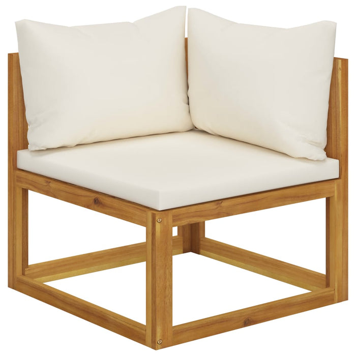 Set Divani da Giardino 11 pz con Cuscini Crema in Legno Acacia