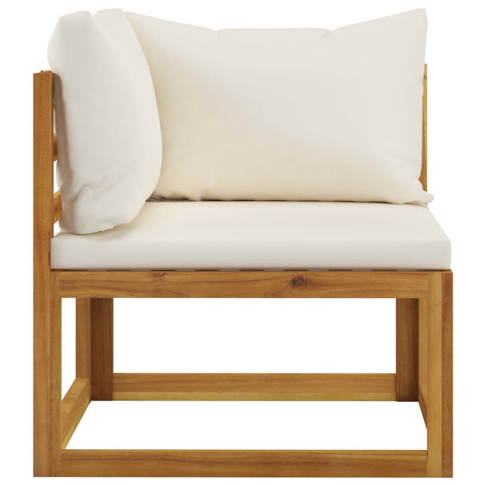 Set Divani da Giardino 11 pz con Cuscini Crema in Legno Acacia