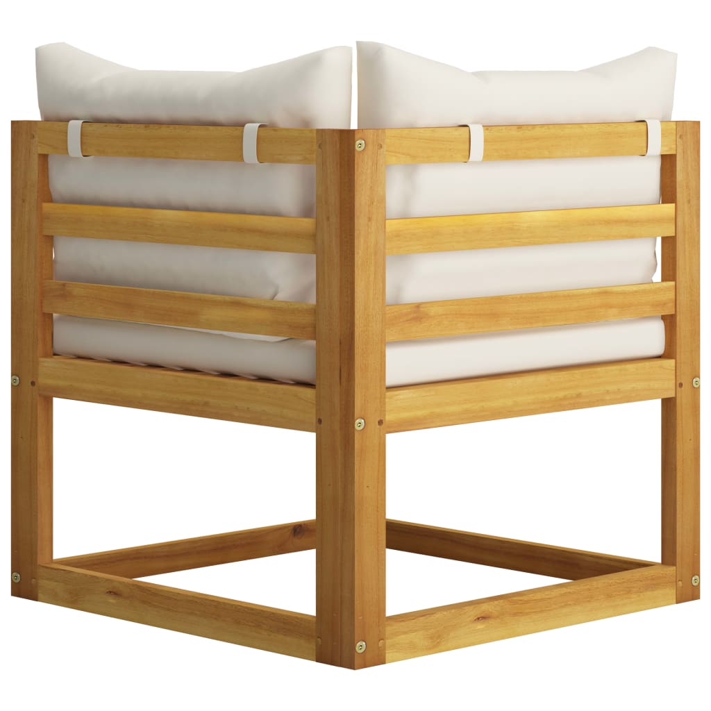 Set Divani da Giardino 11 pz con Cuscini Crema in Legno Acacia