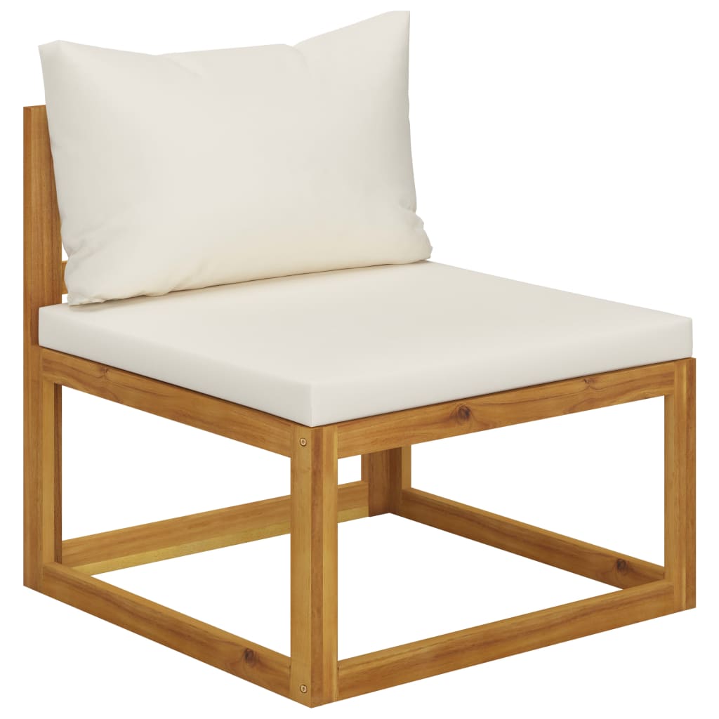 Set Divani da Giardino 11 pz con Cuscini Crema in Legno Acacia