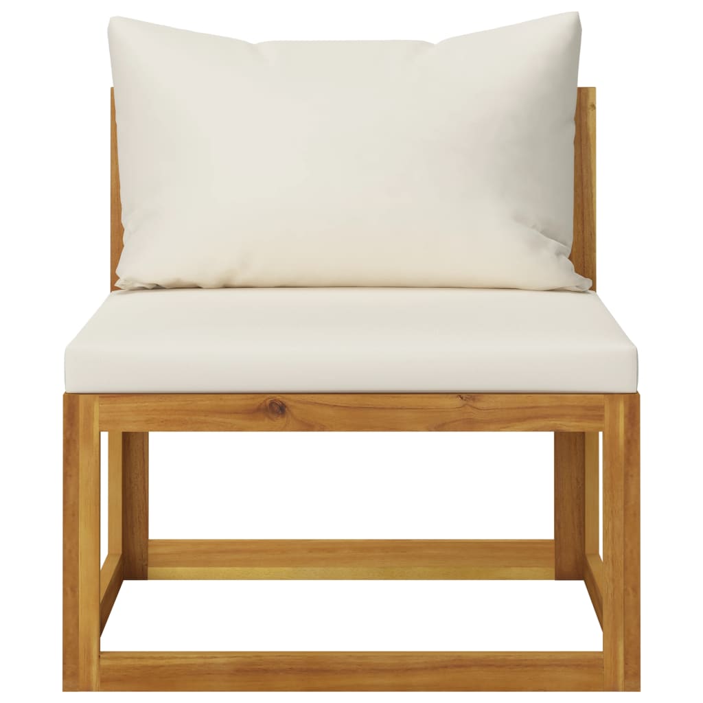 Set Divani da Giardino 11 pz con Cuscini Crema in Legno Acacia