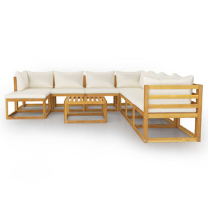 Set Divani da Giardino 9 pz con Cuscini Crema in Legno Acacia cod mxl 42280