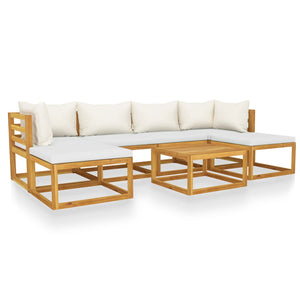 Set Divani da Giardino 7 pz con Cuscini Crema in Legno Acacia 3057652