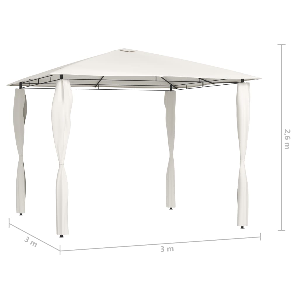 Gazebo con Montanti Rivestiti 3x3x2,6 m Crema 160 g/m²