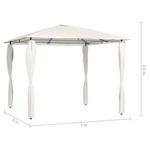 Gazebo con Montanti Rivestiti 3x3x2,6 m Crema 160 g/m²