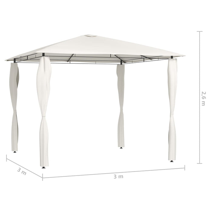 Gazebo con Montanti Rivestiti 3x3x2,6 m Crema 160 g/m² 313605