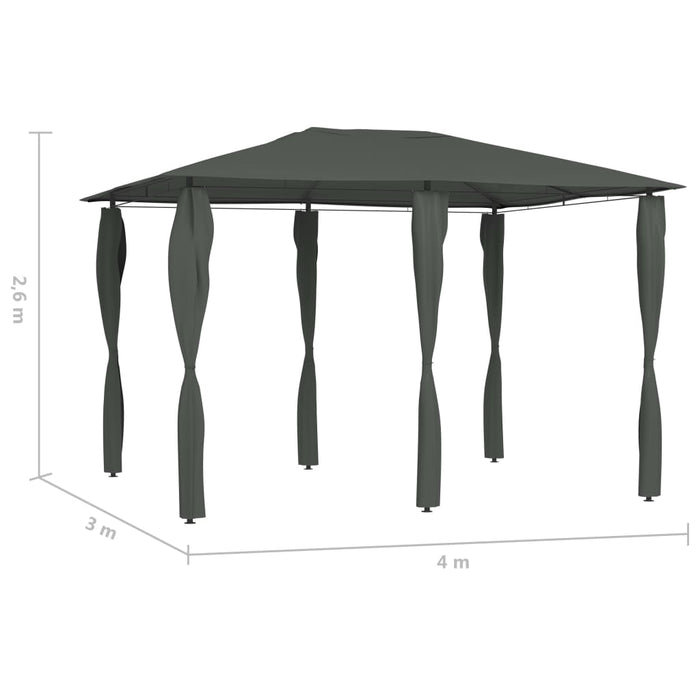 Gazebo con Montanti Rivestiti 3x4x2,6 m Antracite 160 g/m² cod mxl 65933