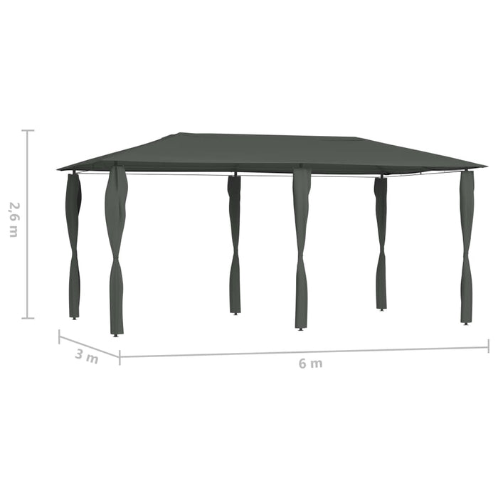 Gazebo con Montanti Rivestiti 3x6x2,6 m Antracite 160 g/m² cod mxl 65931