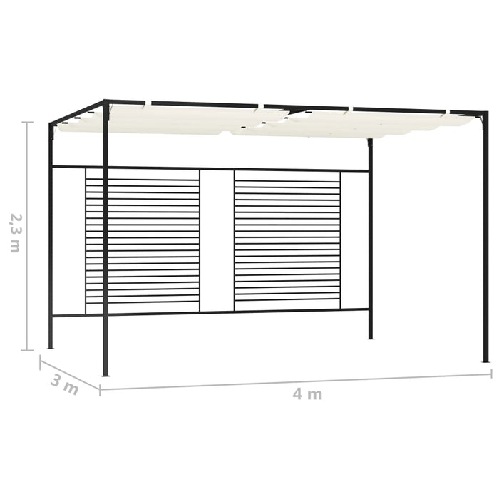 Gazebo con Tetto Retrattile 3x4x2,3 m Crema 180 g/m² 313623