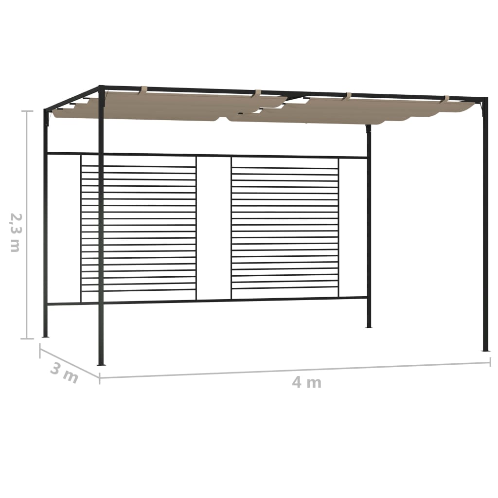 Gazebo con Tetto Retrattile 3x4x2,3 m Grigio Talpa 180 g/m² 313624