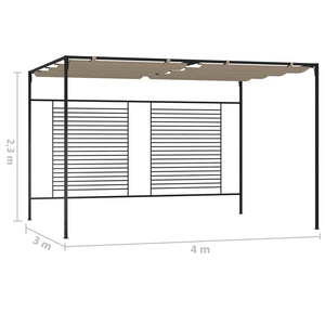 Gazebo con Tetto Retrattile 3x4x2,3 m Grigio Talpa 180 g/m² 313624