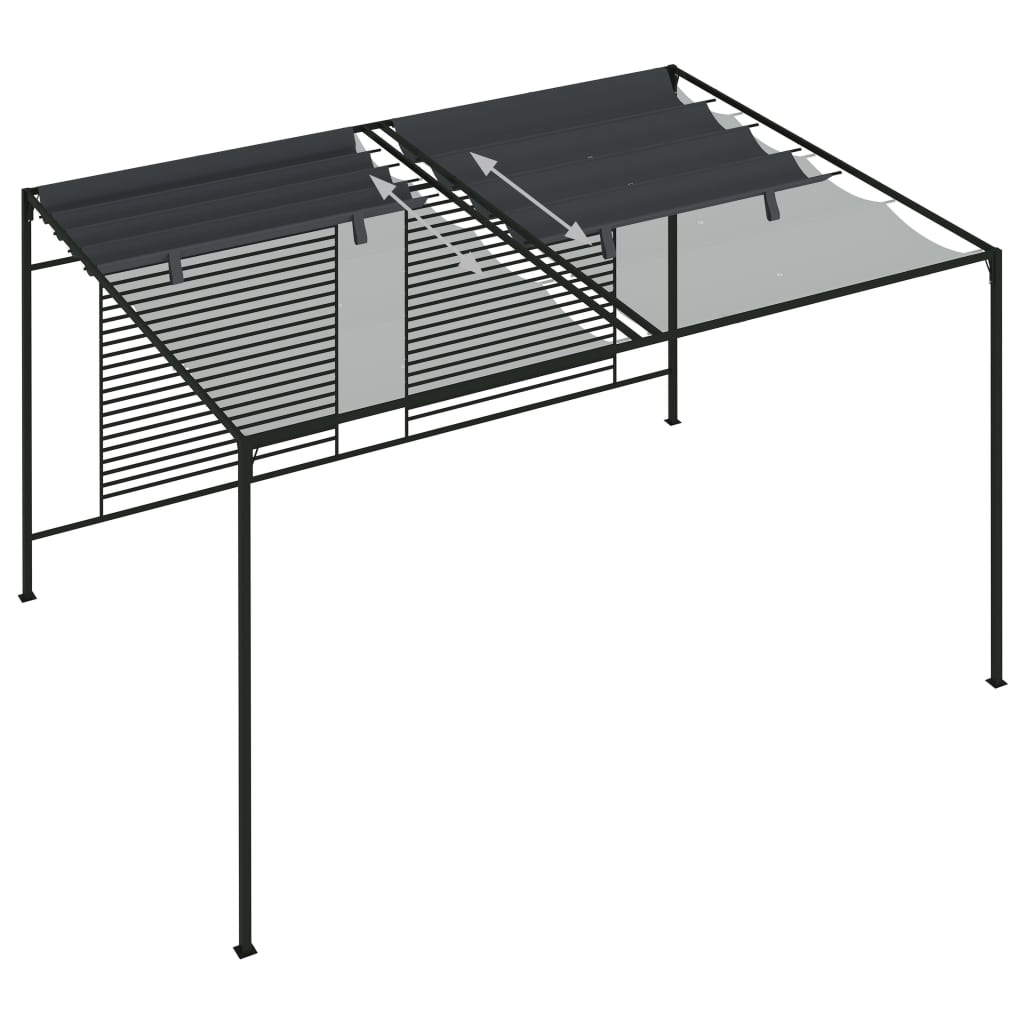 Gazebo con Tetto Retrattile 4x3x2,3 m Antracite 180 g/m² 313625