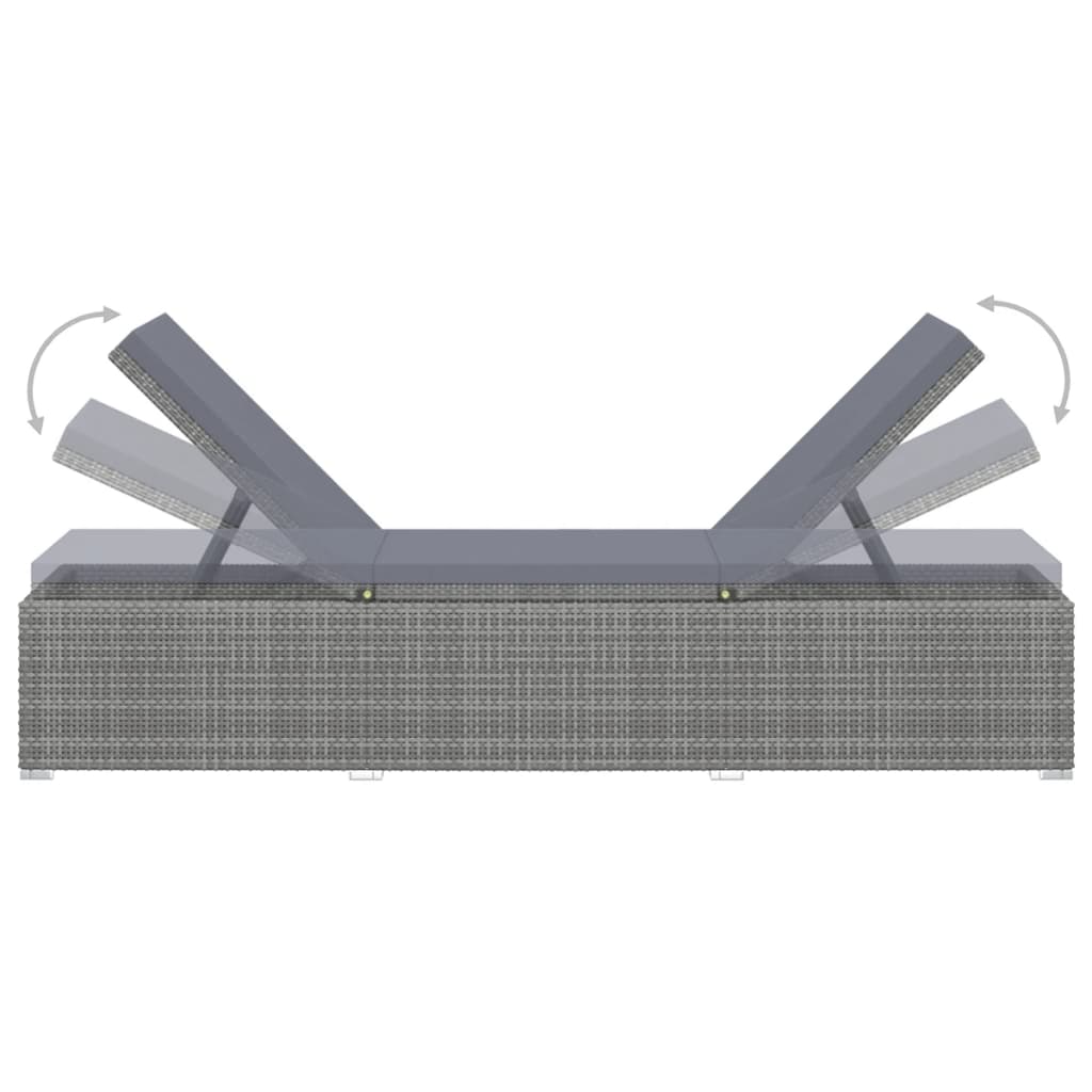 Lettini Prendisole con Tavolino 3 pz in Polyrattan Grigio cod mxl 9358