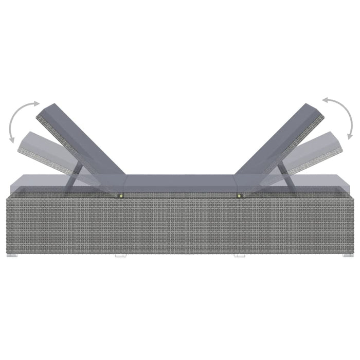 Lettini Prendisole con Tavolino 3 pz in Polyrattan Grigio cod mxl 9358