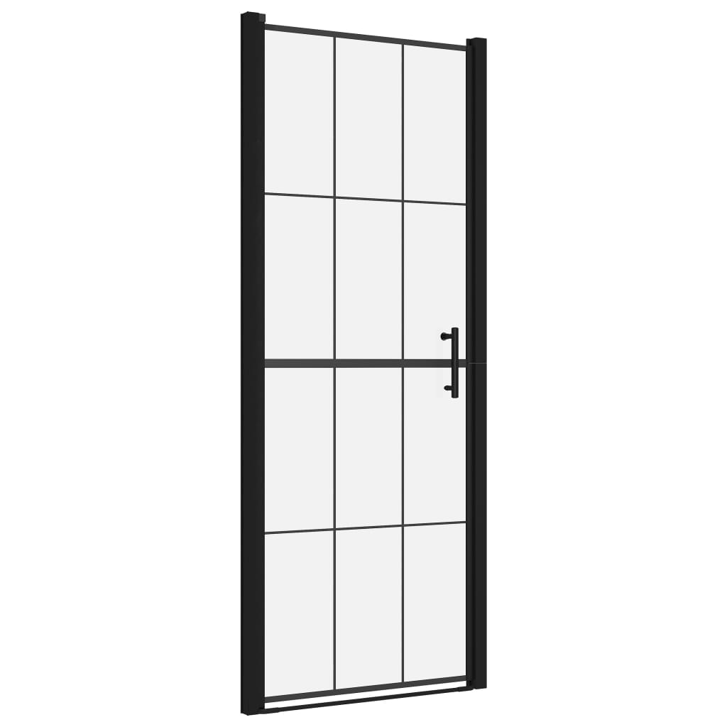 Porta per Doccia in Vetro Temperato 91x195 cm Nera cod mxl 44236