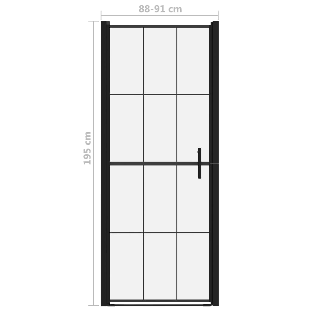 Porta per Doccia in Vetro Temperato 91x195 cm Nera cod mxl 44236