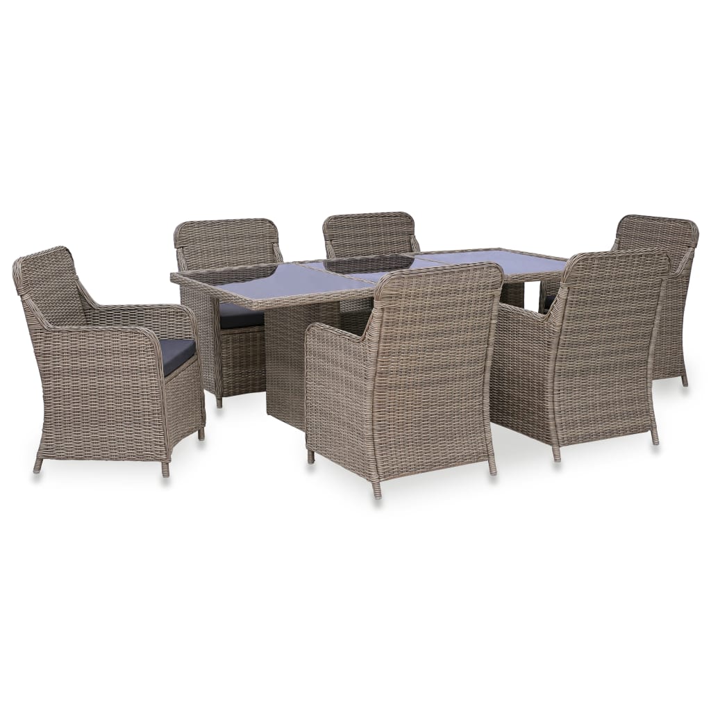 Set da Pranzo da Giardino 7 pz in Polyrattan Marrone cod mxl 37831