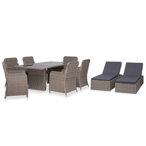 Set da Pranzo da Giardino 9 pz in Polyrattan Marrone   cod mxl 37829