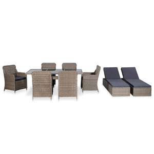 Set da Pranzo da Giardino 9 pz in Polyrattan Marrone   cod mxl 37829