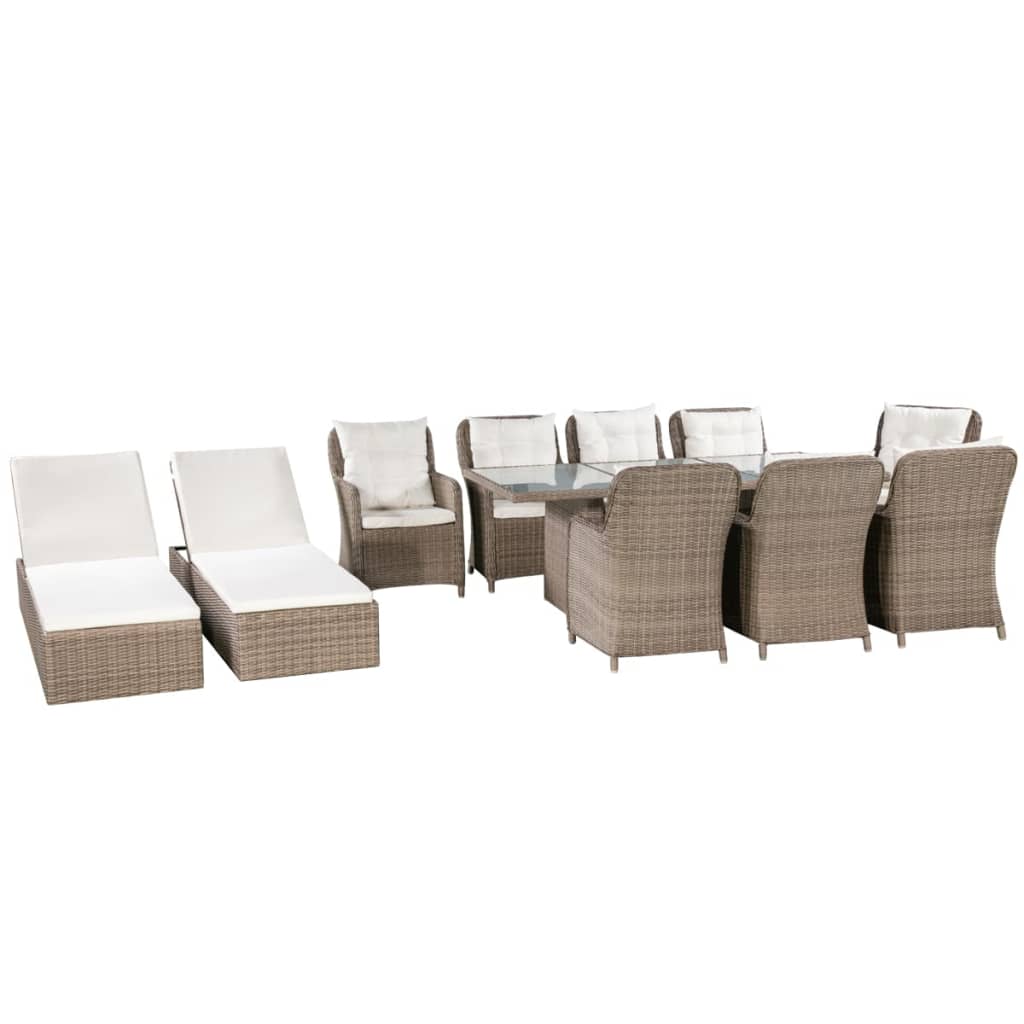 Set da Pranzo da Giardino 11 pz in Polyrattan Marrone cod mxl 41335