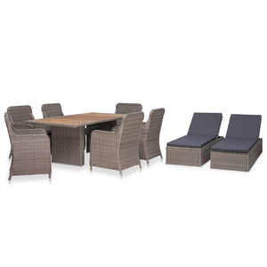 Set da Pranzo da Giardino 9 pz in Polyrattan Marrone   cod mxl 37832