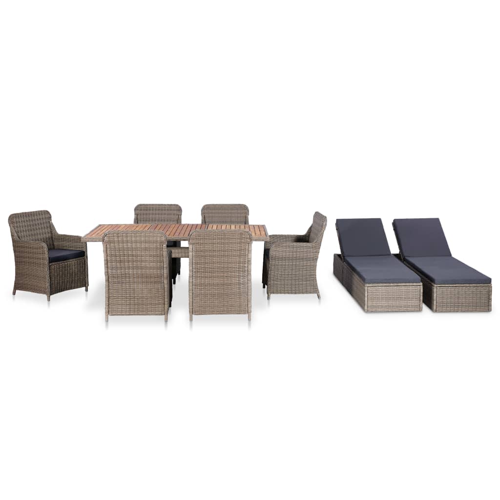 Set da Pranzo da Giardino 9 pz in Polyrattan Marrone   cod mxl 37832