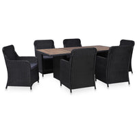 Set da Pranzo da Giardino 7 pz in Polyrattan Nero   cod mxl 37833