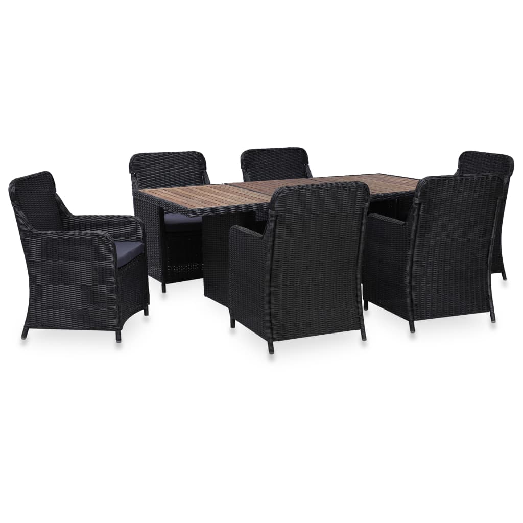 Set da Pranzo da Giardino 7 pz in Polyrattan Nero 3057804